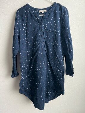 LOFT Navy Sleepwear Dress with Pink Dot Print